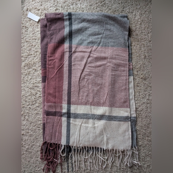 Nwt three dots plaid viscose cashmere wool blend sweater poncho wrap one size - Picture 3 of 5